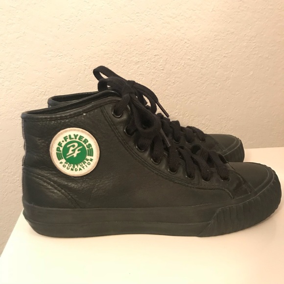 Black leather pf flyers Clearance
